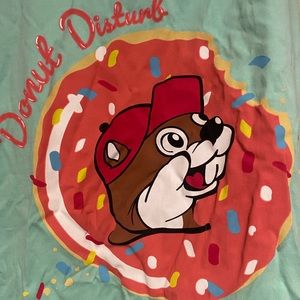 NWT Bucee’s Donut Disturb Sleep Racerback Tank Turquoise Orange Buc-ee’s